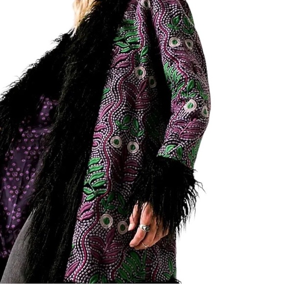 NEW Anna Sui x Free People Jacquard Faux Fur Jacket NWT - Picture 5 of 16